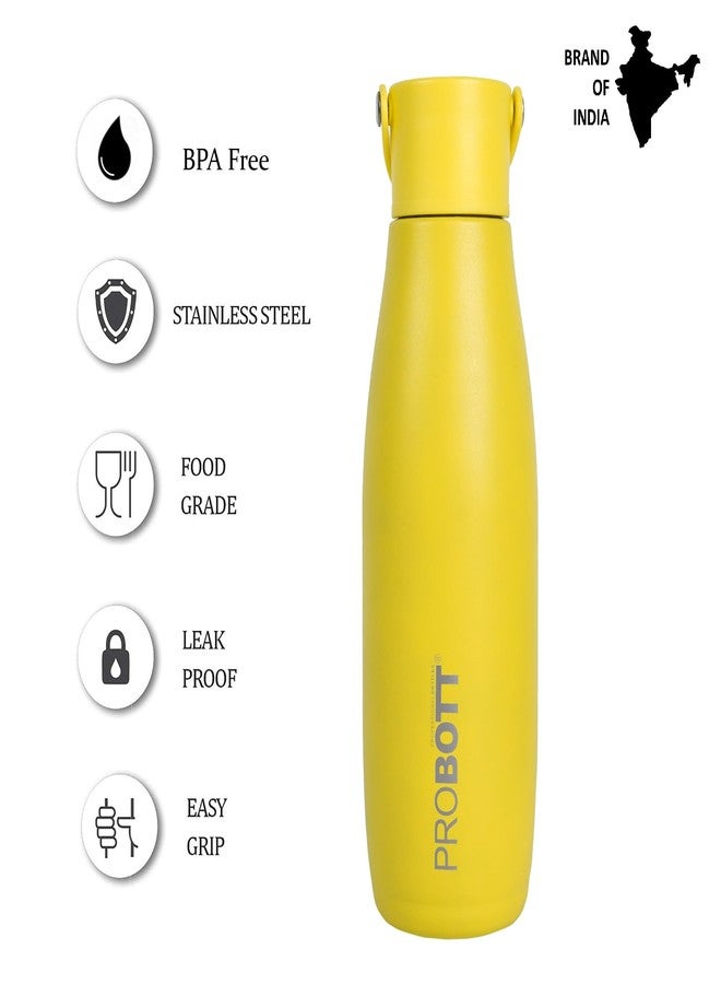 Probott Trendy Flask 700ml Thermosteel Hot & Cold Thermos Vacuum Flask Water Bottle for Girls, Yellow | Flex Cap | Leakproof | Gym | Sports | Office | College | School | Travel | Water, Tea, Coffee - Image 3